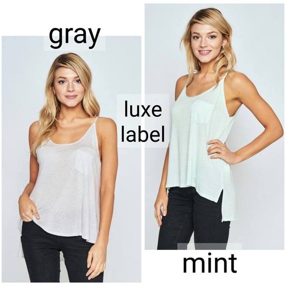 SOFT STRIPED POCKET TANK - gray - Picture 7 of 7